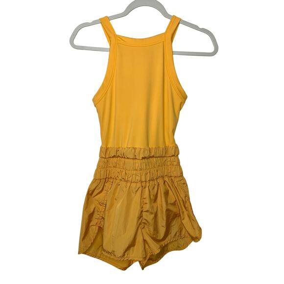 Free People | FP Movement The Way Home Runsie Romper in Marigold Yellow - Picture 5 of 7